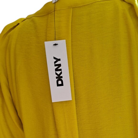 DKNY Puff-Sleeve Zip-Front Woven Dress--Side XL--NWT - Picture 5 of 7